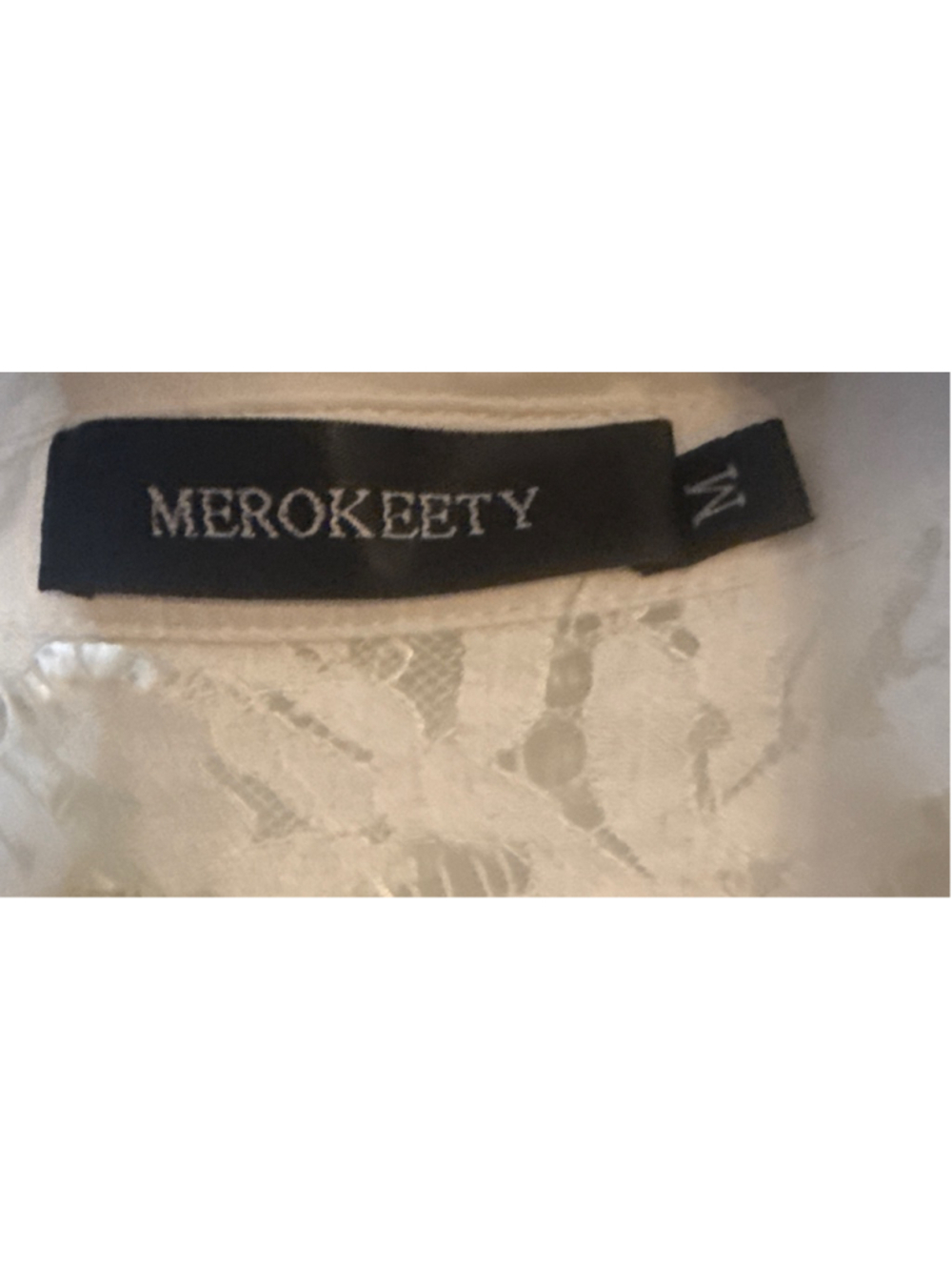 MEROKEETY Cream Lace Button Down Shirt M - Picture 3 of 3